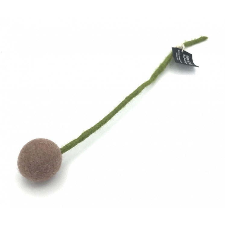 Fleur boule en laine 3cm coloris vieux rose