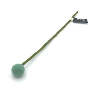 Fleur boule en laine 2cm coloris vert menthe
