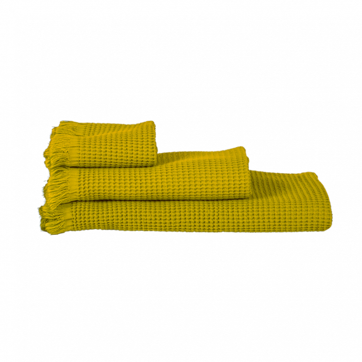 Serviette nid d'abeille invité coloris Safran.