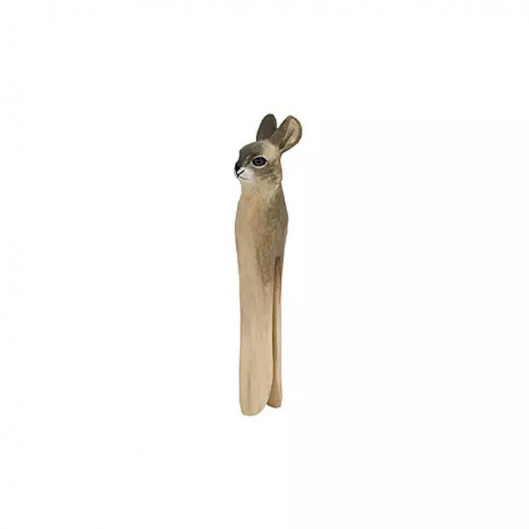 Clip en bois sculpté à l'effigie d'une tête de lapin