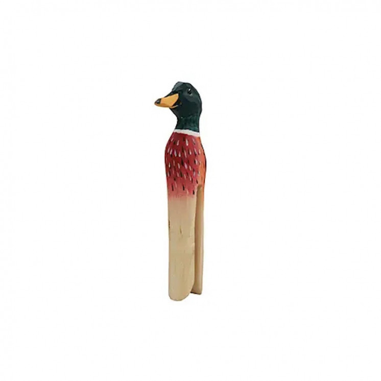 Clip en bois sculpté à l'effigie d'une tête de canard