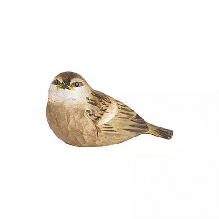 Moineau oisillon en bois sculpté