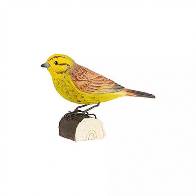 Bruant jaune en bois sculpté et peint à la main