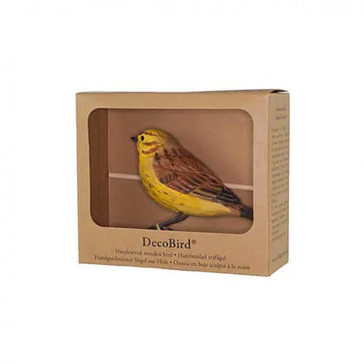 Bruant jaune en bois sculpté
