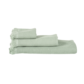 Serviette nid d'abeille coloris Celadon.