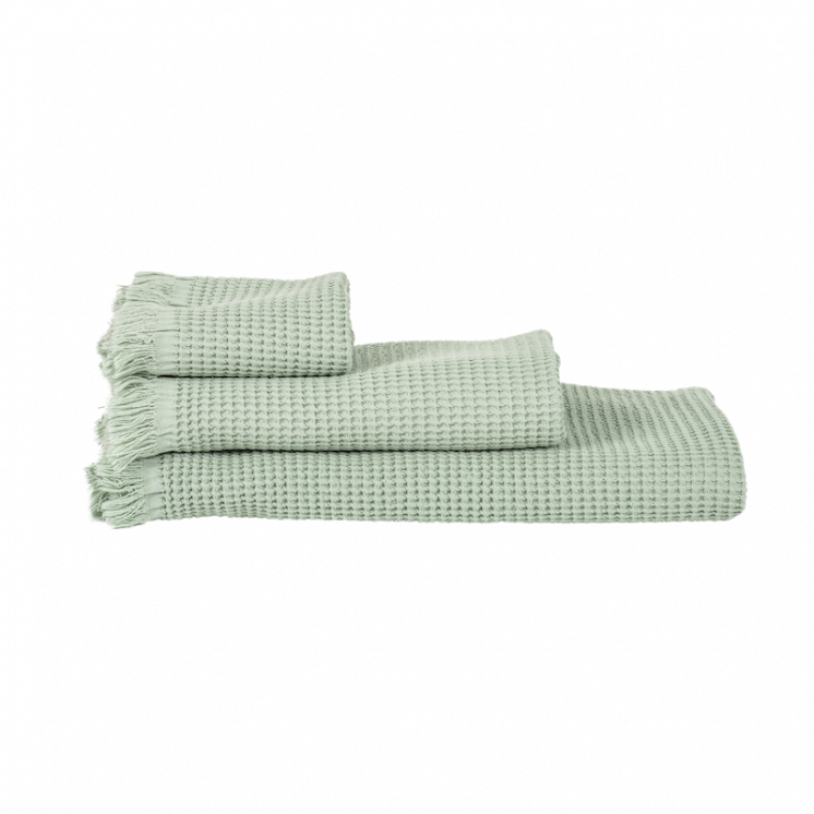 Serviette nid d'abeille coloris Celadon.