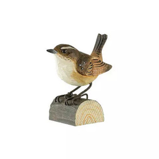 Troglodyte mignon en bois sculpté et peint à la main