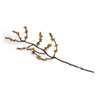 Grande branche en laine avec baies jaune moutarde