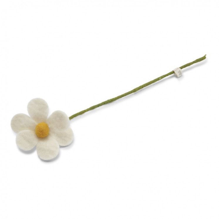 Fleur simple en laine blanche