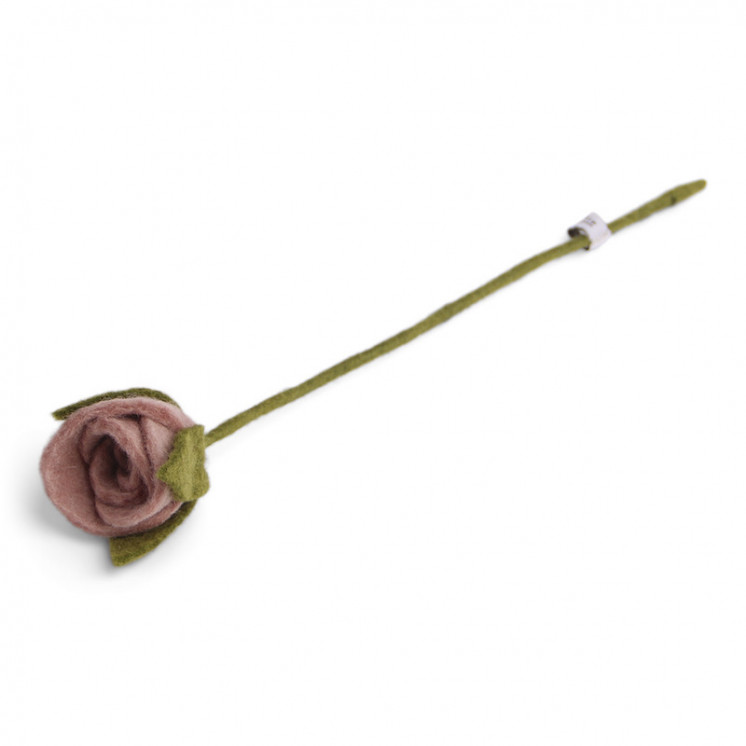 Rose en laine Vieux rose
