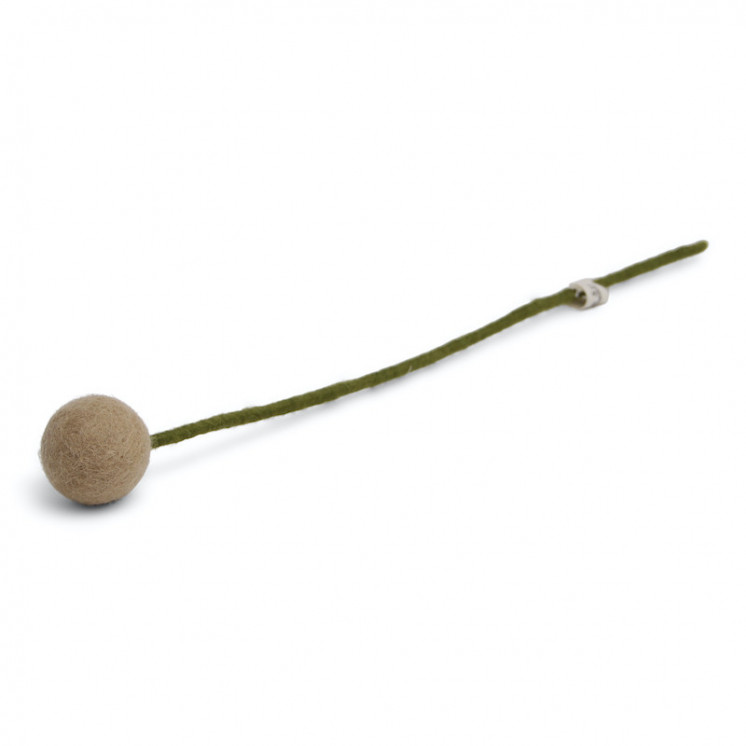 Fleur boule en laine 3cm coloris beige