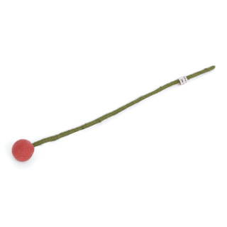 Fleur boule en laine 3cm coloris corail