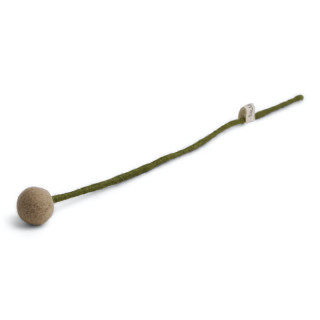 Fleur boule en laine 3cm coloris beige