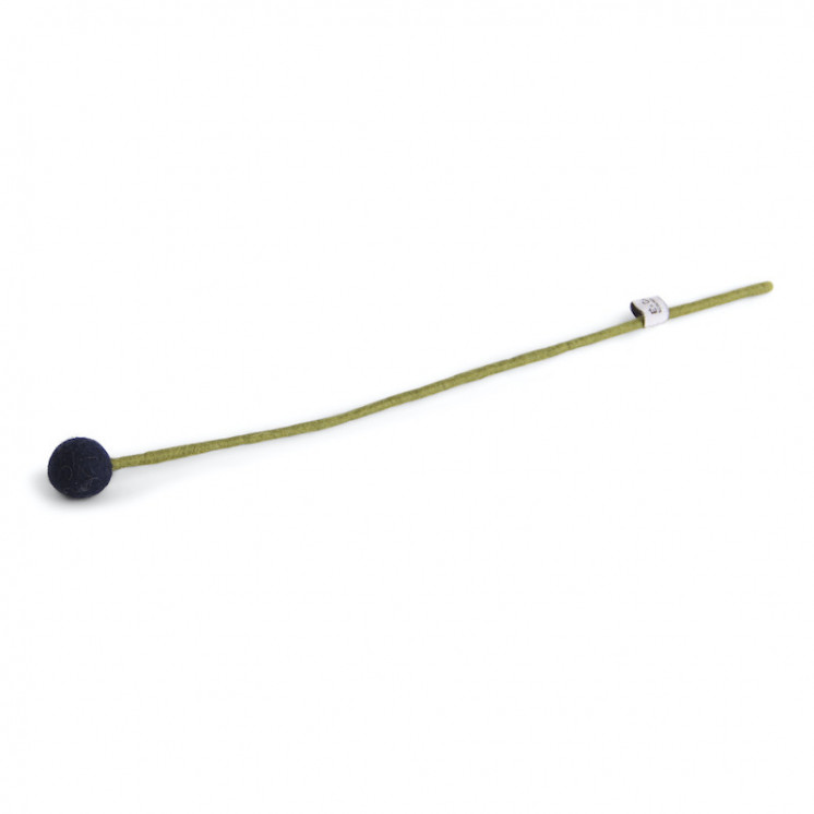 Fleur boule en laine 3cm coloris bleu nuit