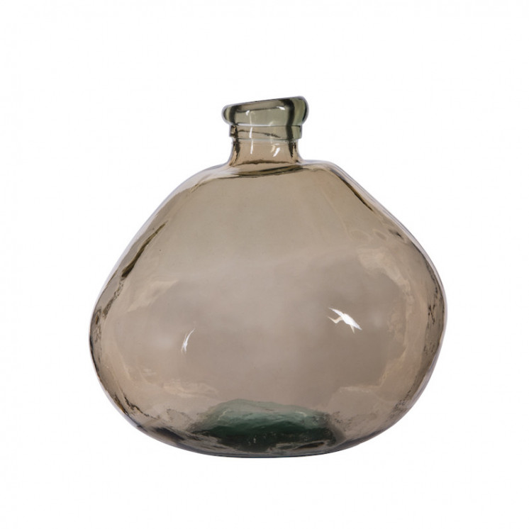 Vase rond en verre soufflé couleur sable, moyen format