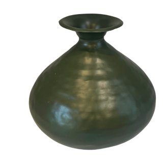 Vase rond en métal couleur vert olive