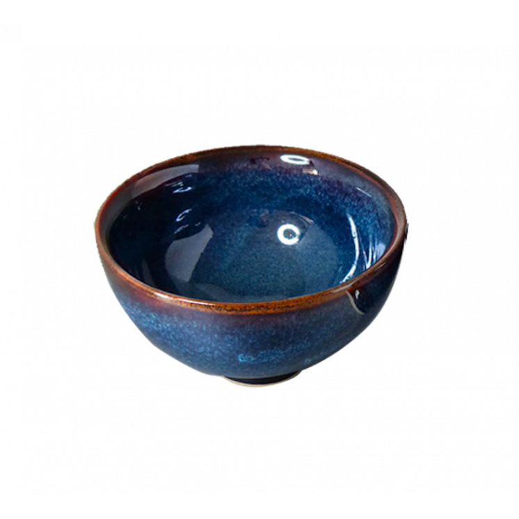 Bol à thé en porcelaine émaillée, coloris bleu nuit