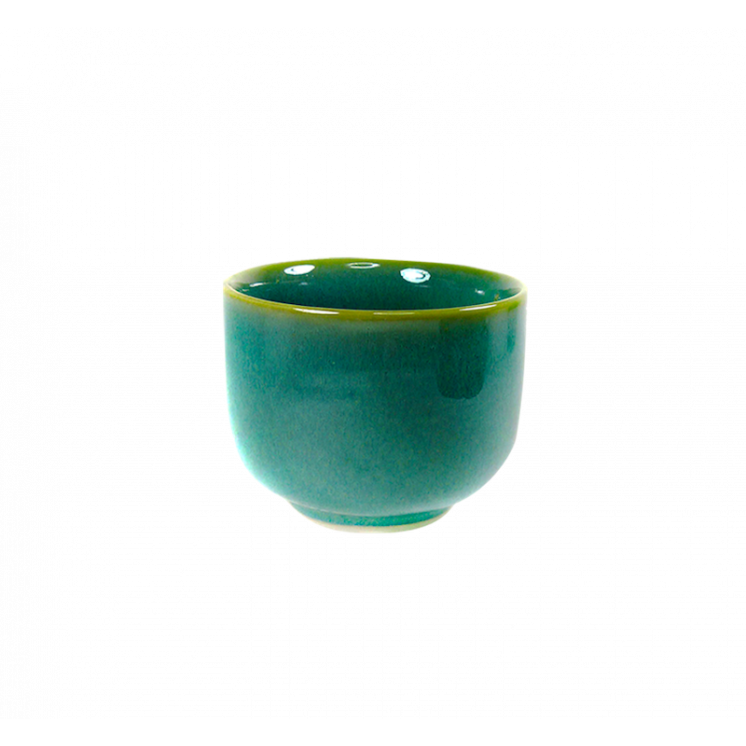 Bol à thé droit en porcelaine émaillée, coloris plume de paon