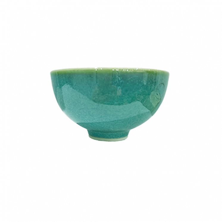 Bol à thé rond en porcelaine émaillée, coloris plume de paon