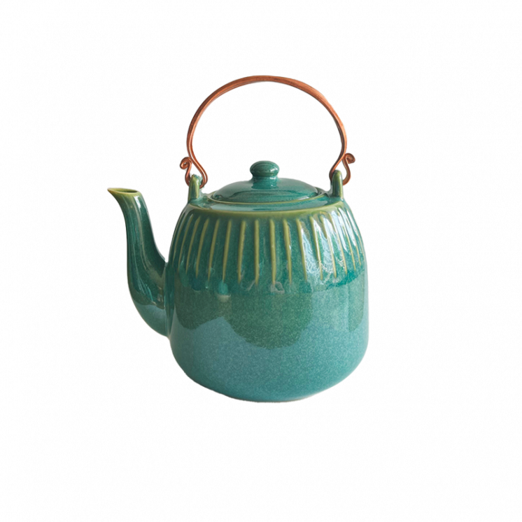Théière Stella en porcelaine émaillée coloris plume de paon