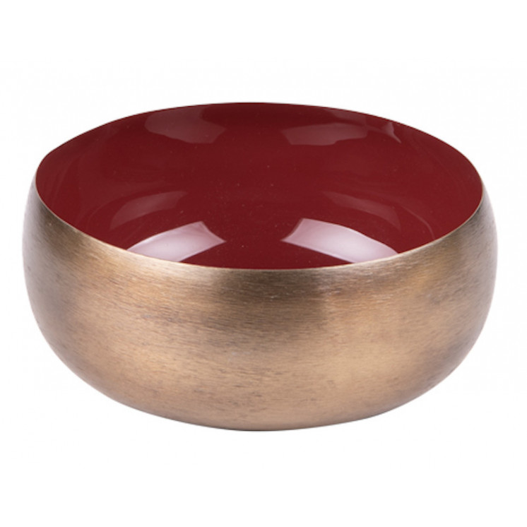 Petite coupe en métal dorée à l'extérieur et rouge à l'intérieur