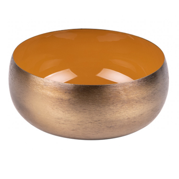 Petite coupe en métal dorée à l'extérieur et orange à l'intérieur