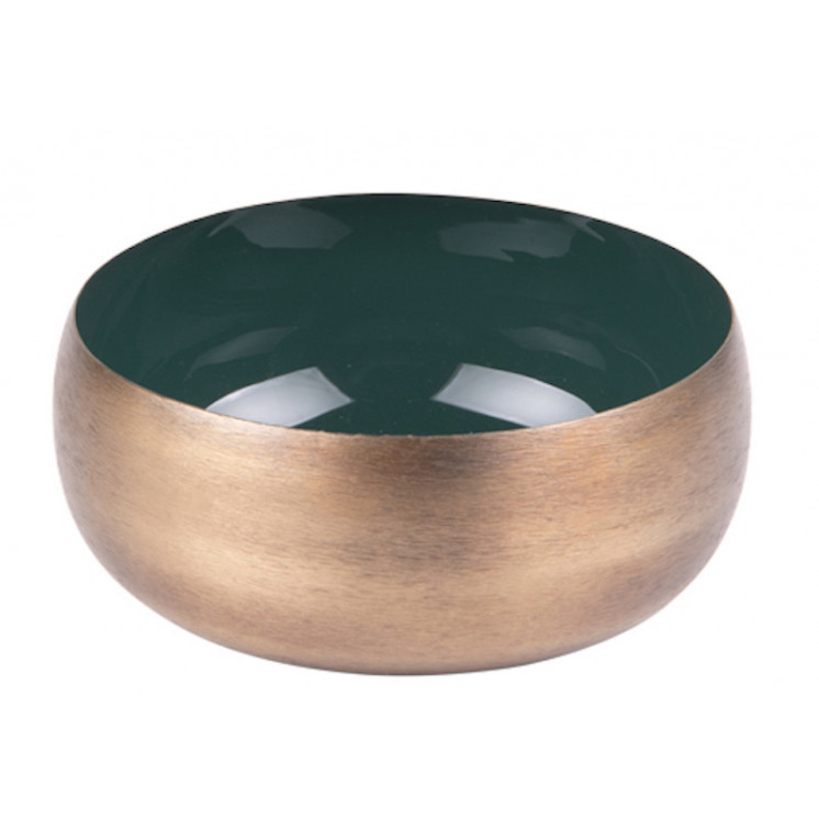 Petite coupe en métal dorée à l'extérieur et verte à l'intérieur