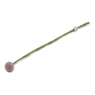 Fleur boule en laine 3cm coloris vieux rose