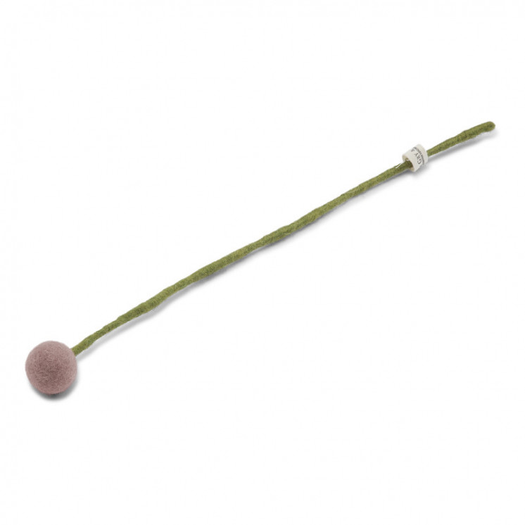 Fleur boule en laine 3cm coloris vieux rose