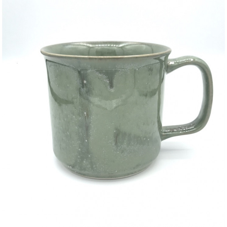 Mug large en porcelaine émaillée, coloris vert jade