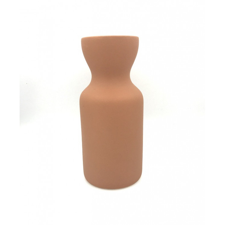 Vase Totem en céramique, coloris terracotta et finition émaillée mate d'aspect brut