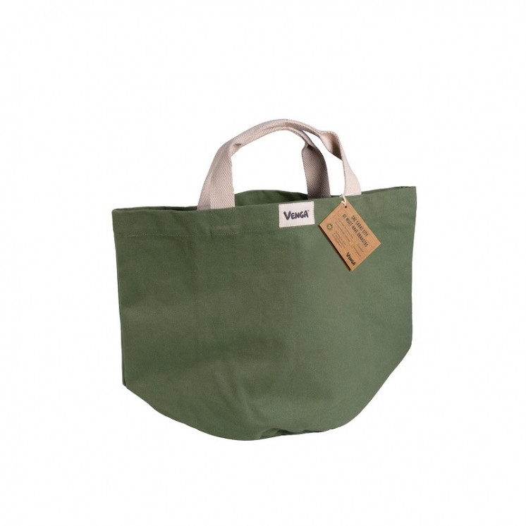 Sac cabas en coton bio vert kaki, format city : compact et pratique