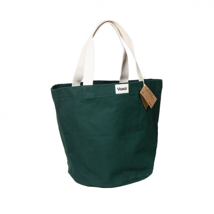 Sac cabas en coton bio vert kombu, format city : compact et pratique