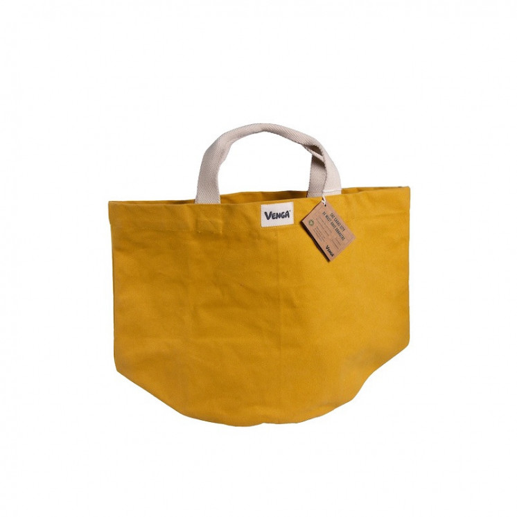 Sac cabas en coton bio jaune moutarde, format city : compact et pratique