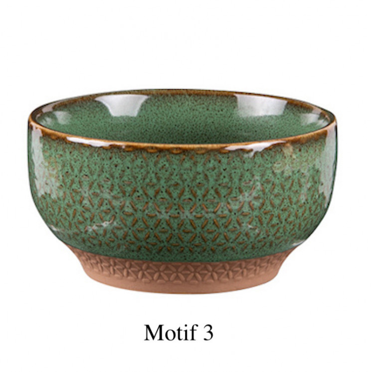 Coupelle en grès vert avec motif géométrique