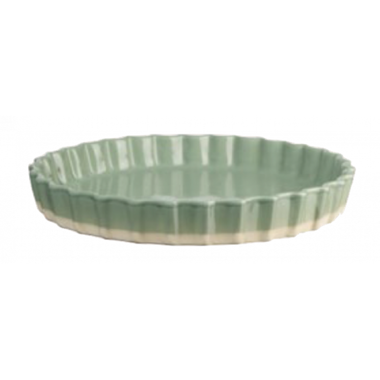 Plat à tarte en céramique vert sauge