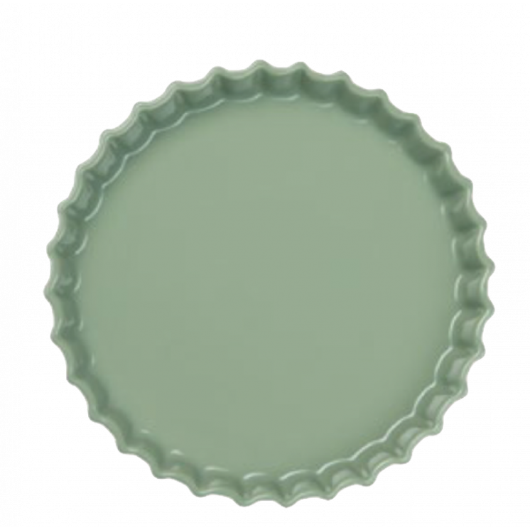 Plat à tarte en céramique vert sauge