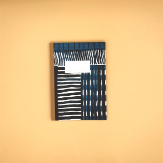 Petit carnet A6 couverture illustrée "Lignes bleues"